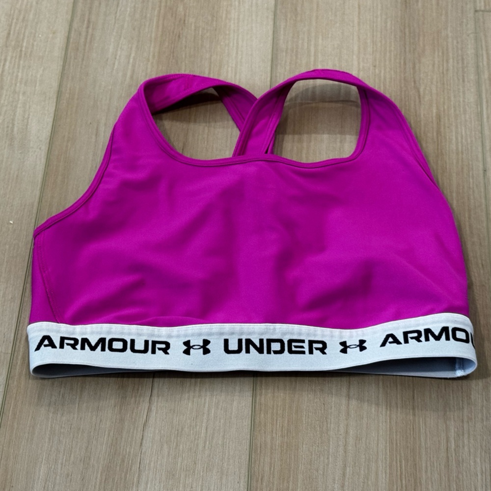 Under Armour Compression Sports Bra Hot Pink Crossback – Size L